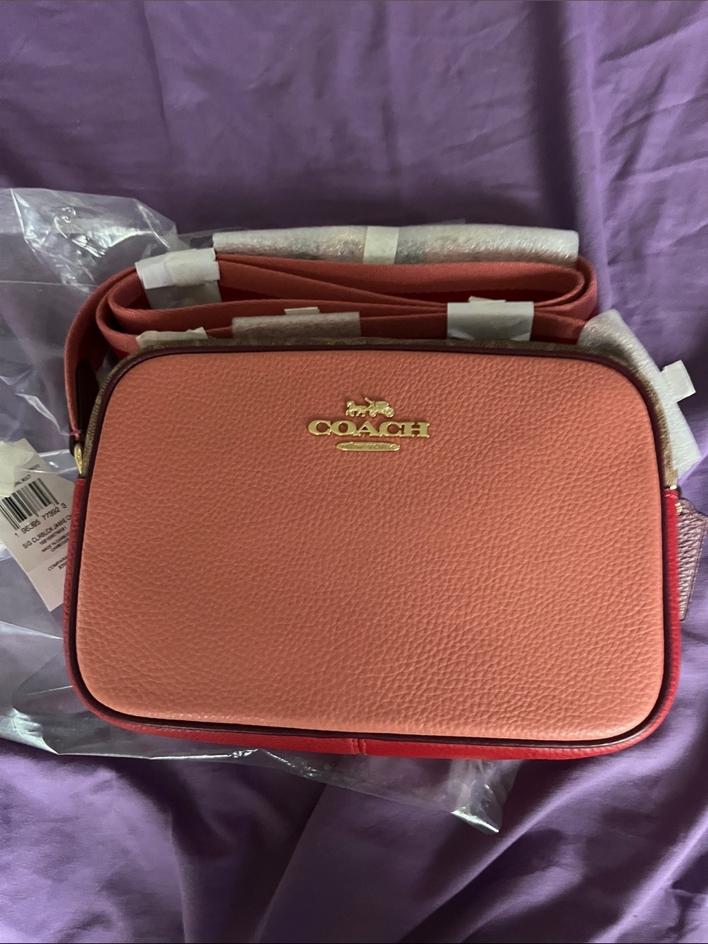 Coach Jamie Colorblock Camera Crossbody Bag – Burnt Coral – NWT